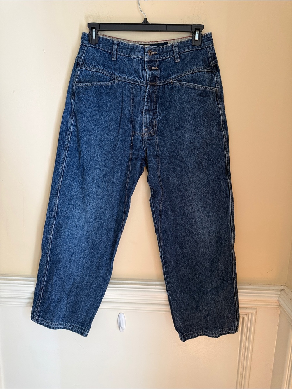 Vintage Marthe Francois Brand X 34M Baggy Wide Leg Y2K Skater Blue Denim